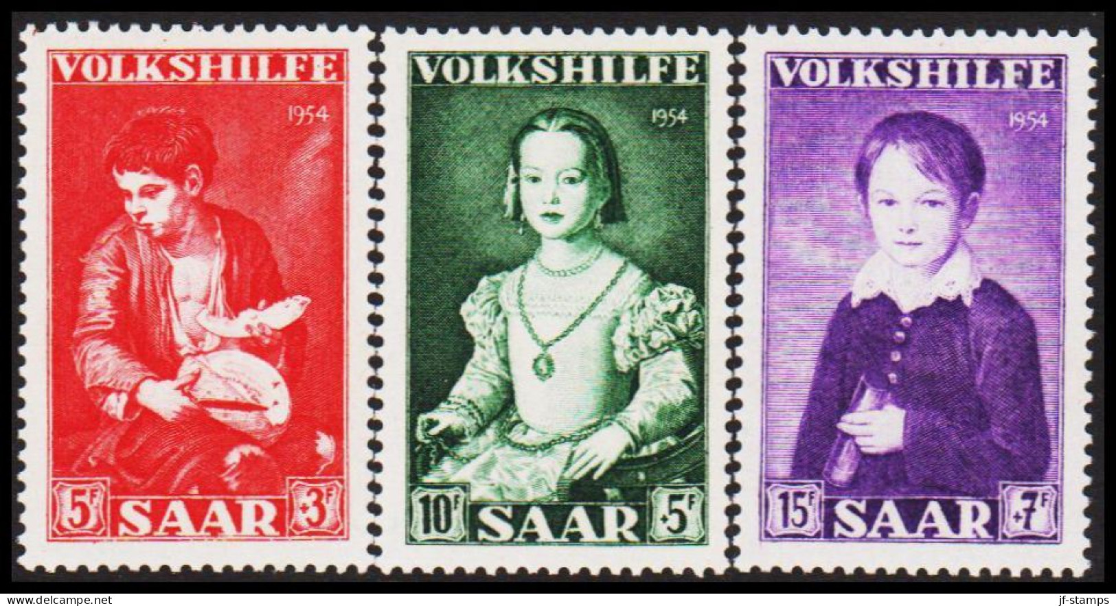 1954. SAAR. VOLKSHILFE.  Complete Set. NEVER Hinged. Beautiful Set.  (Michel 354-356) - JF544478 - Unused Stamps