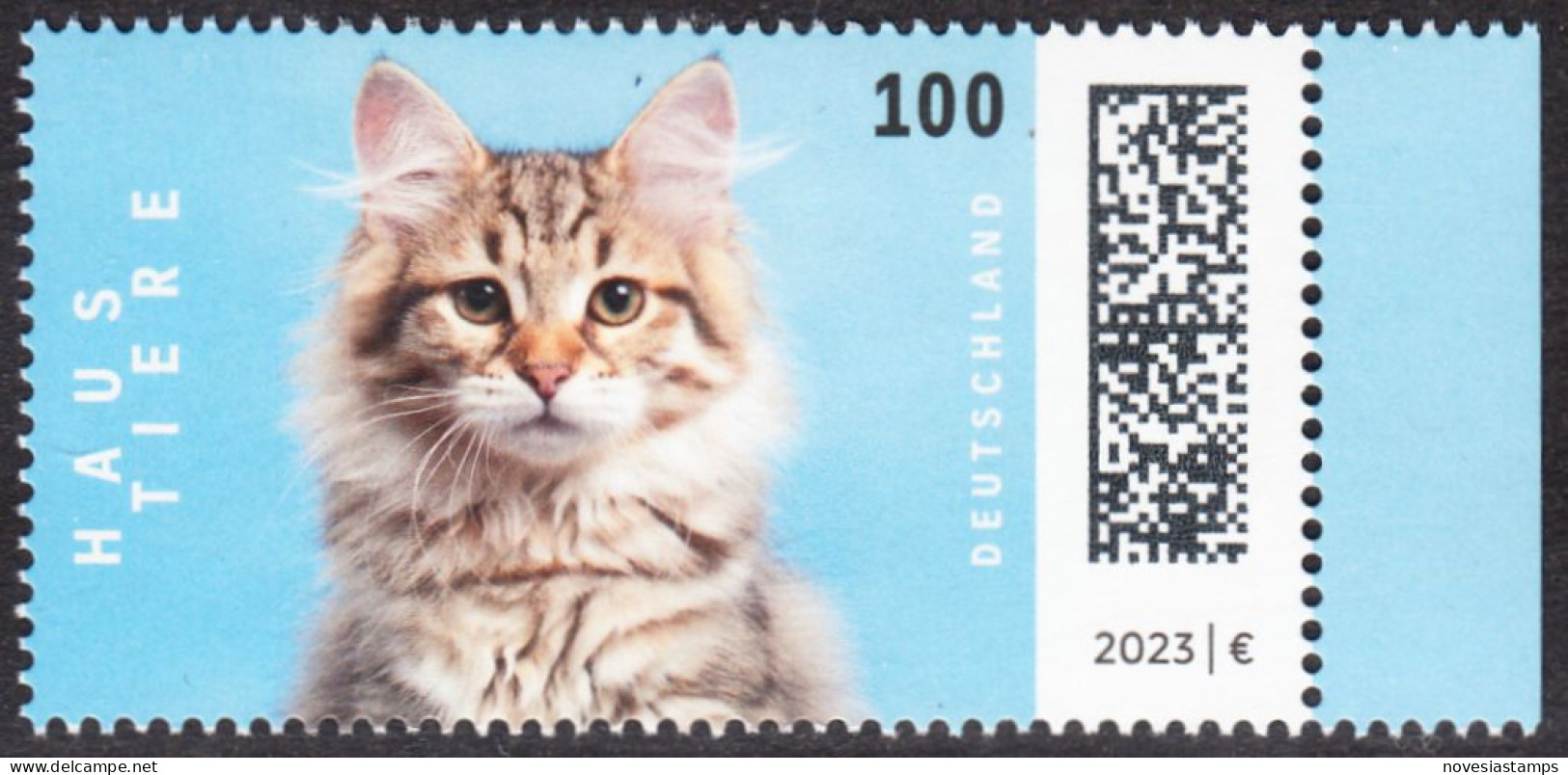 !a! GERMANY 2023 Mi. 3748 MNH SINGLE W/ Right Margin - Pets: Cats - Unused Stamps