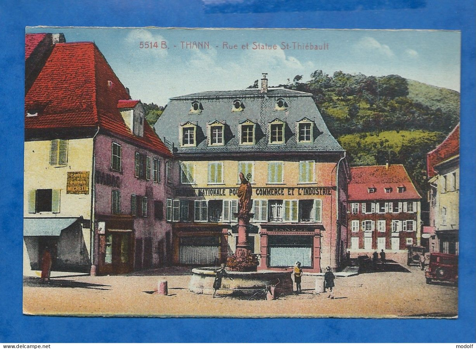 CPA - 68 - Thann - Rue Et Statue St-Thiébault - Colorisée - Animée - Circulée - Thann