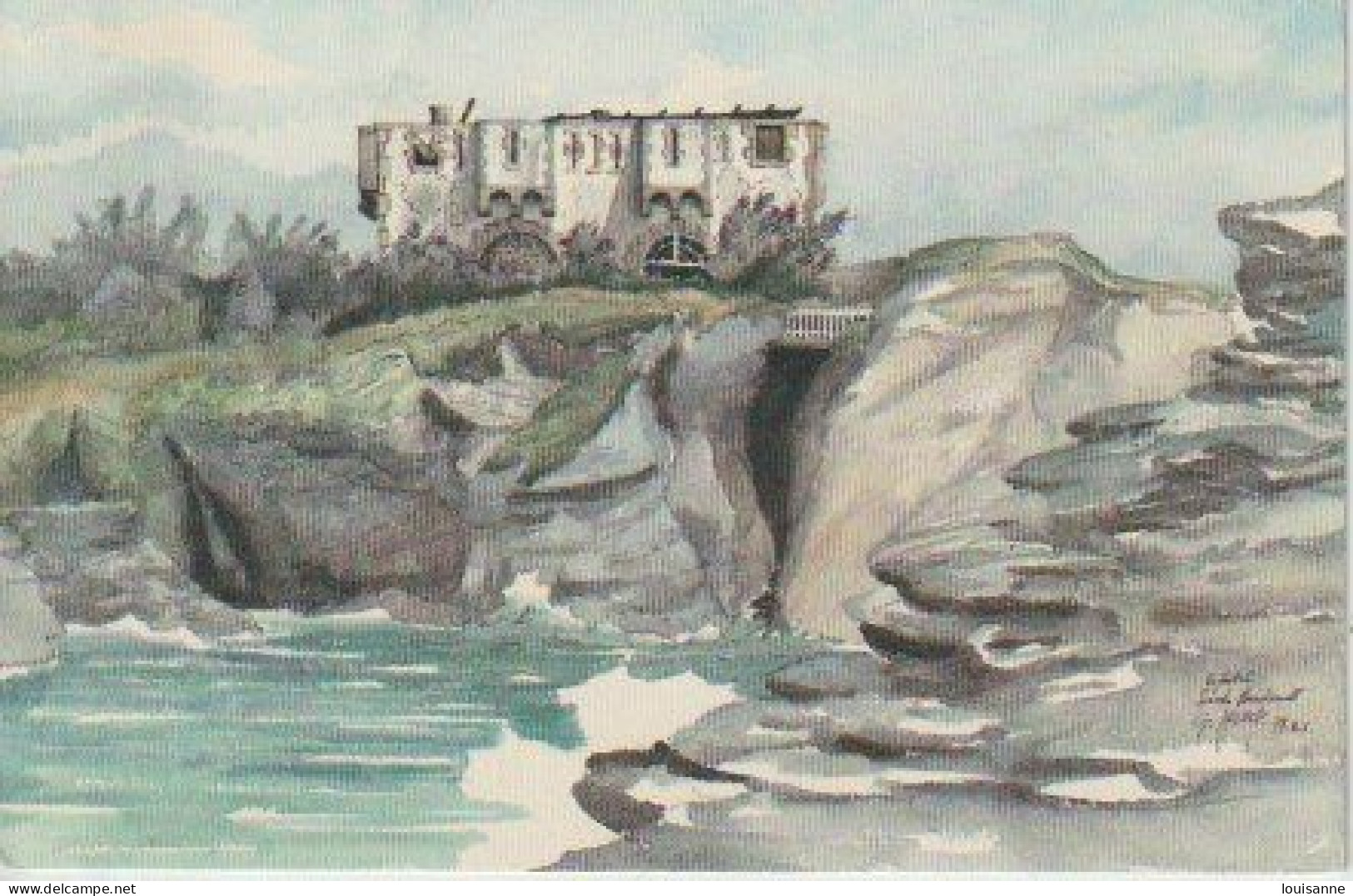 BELLE - ILE  (56 )    LEFORT DE SARARDT  -LE  PALAIS   - AQUARELLE DE  G. MUSCH    -C P M    ( 24 / 4 / 120   ) - Belle Ile En Mer