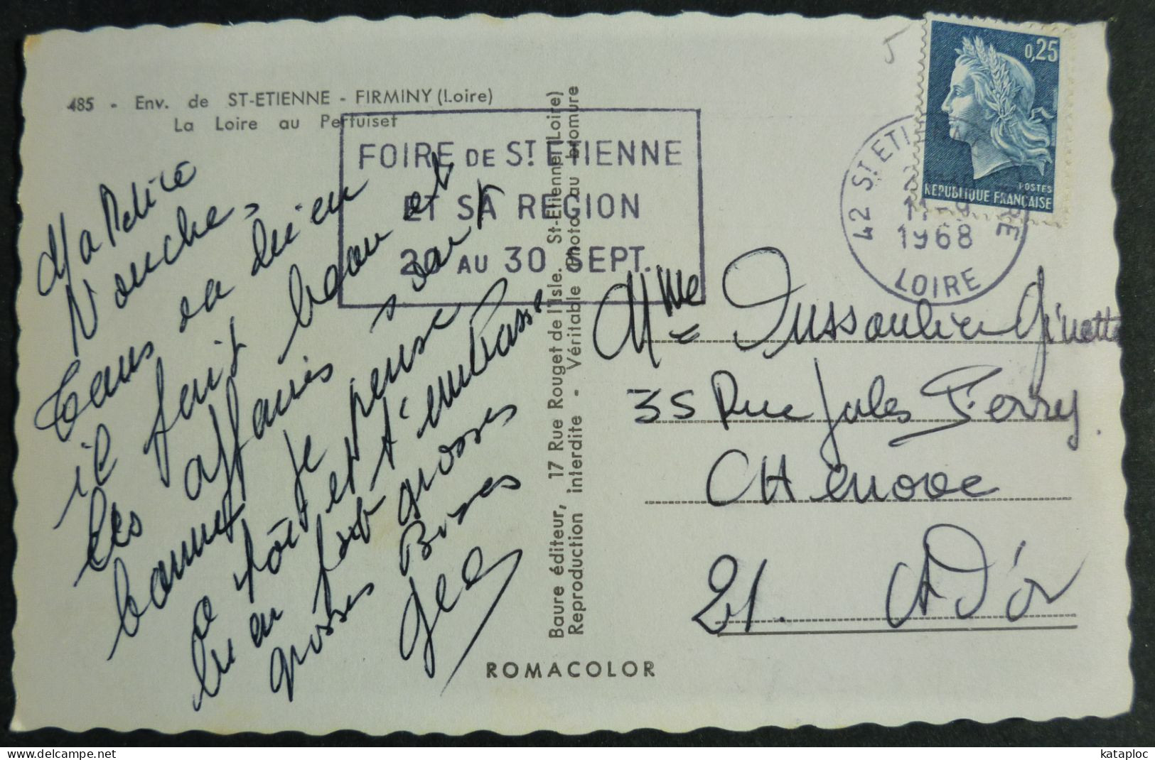 CARTE  - FIRMINY - LOIRE - 42 - LA LOIRE AU PERTUISET 1968 - SCAN RECTO VERSO - Firminy