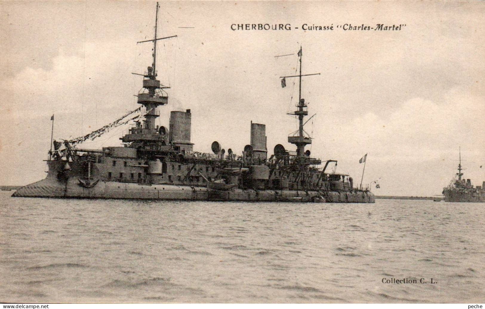 N°1036 W -cpa Cherbourg -cuirassé "Charles Martel" - Guerra