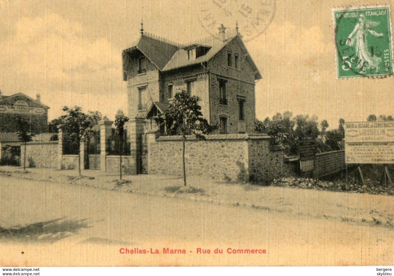 77. CPA - CHELLES LA MARNE - Rue Du Commerce - Villa - Pub Lolleslin Bois - Vente De Terrains Constructibles - 1916 - Chelles