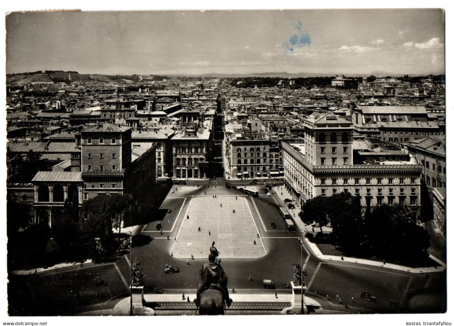 1.7.3 ITALY, ROME, PIAZZA VENEZIA, 1952, REAL PHOTO, PANORAMIC VIEW POSTCARD - Panoramic Views