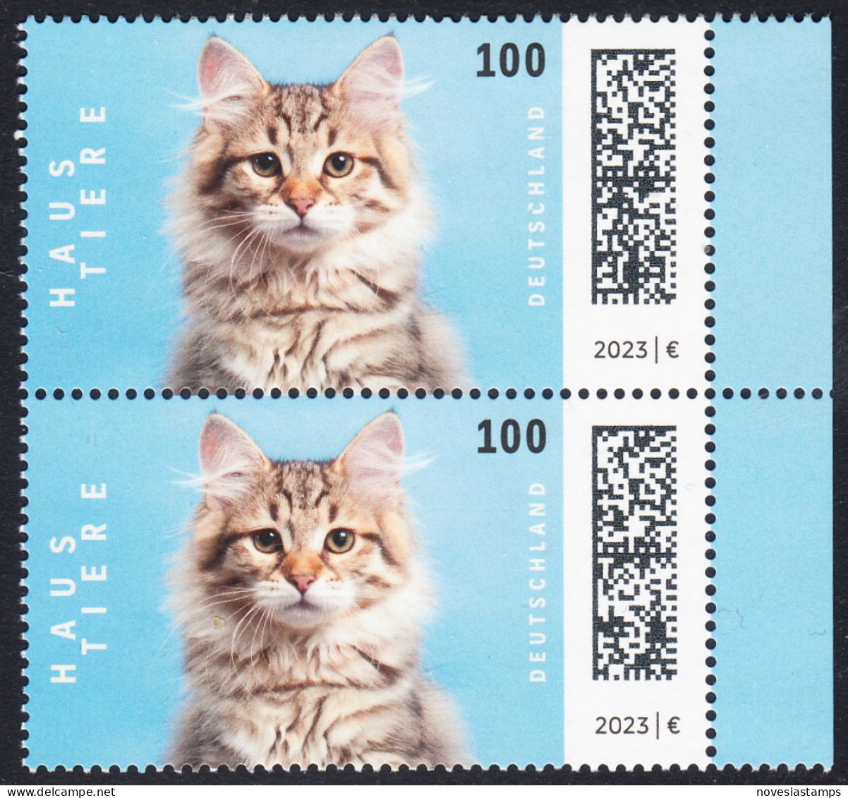 !a! GERMANY 2023 Mi. 3748 MNH Vert.PAIR W/ Right Margins (a) - Pets: Cats - Nuovi