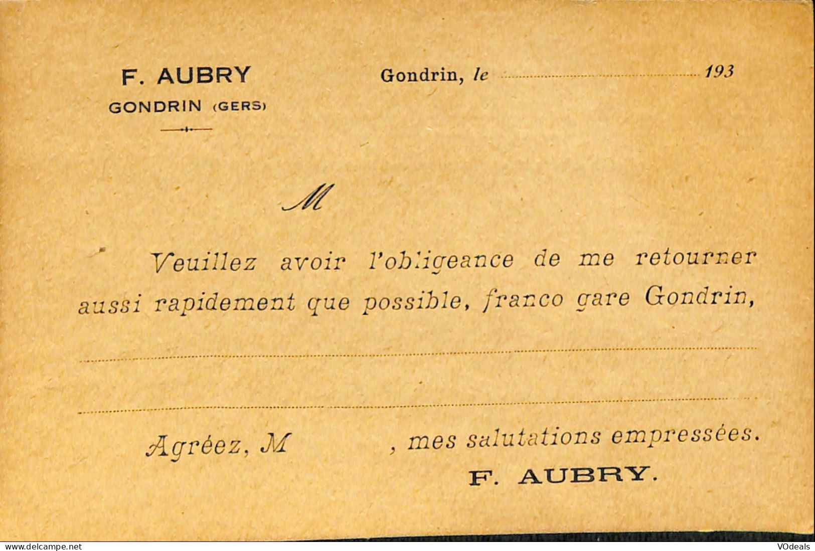 France - Carte Postale - Entier Postal -  Gondrin - - Autres & Non Classés