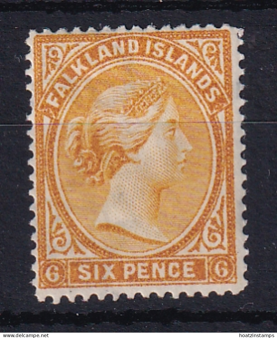 Falkland Is: 1891/1902   QV   SG33x    6d   Orange-yellow  [Wmk Reversed]  MH - Islas Malvinas
