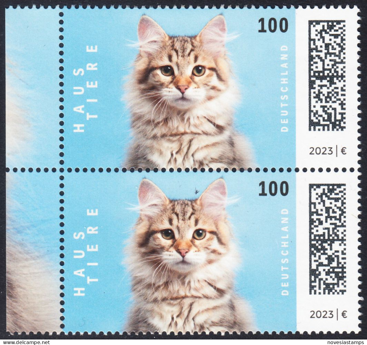 !a! GERMANY 2023 Mi. 3748 MNH Vert.PAIR W/ Left Margins (a) - Pets: Cats - Ungebraucht