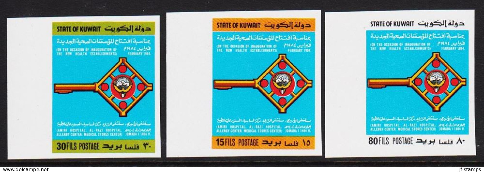 1984. KUWAIT. NEW HEALTH ESTABLISHMENTS In Complete Set IMPERFORATE. Never Hinged. Un... (Michel 1023-1025 U) - JF544565 - Kuwait