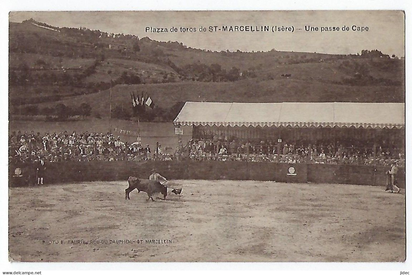 CPA 38 Rare Saint Marcellin Plazza De Toros Corrida Près Vinay St Vérand Roybon Chatte La Sône Hilaire Du Rosier Sauveur - Saint-Marcellin