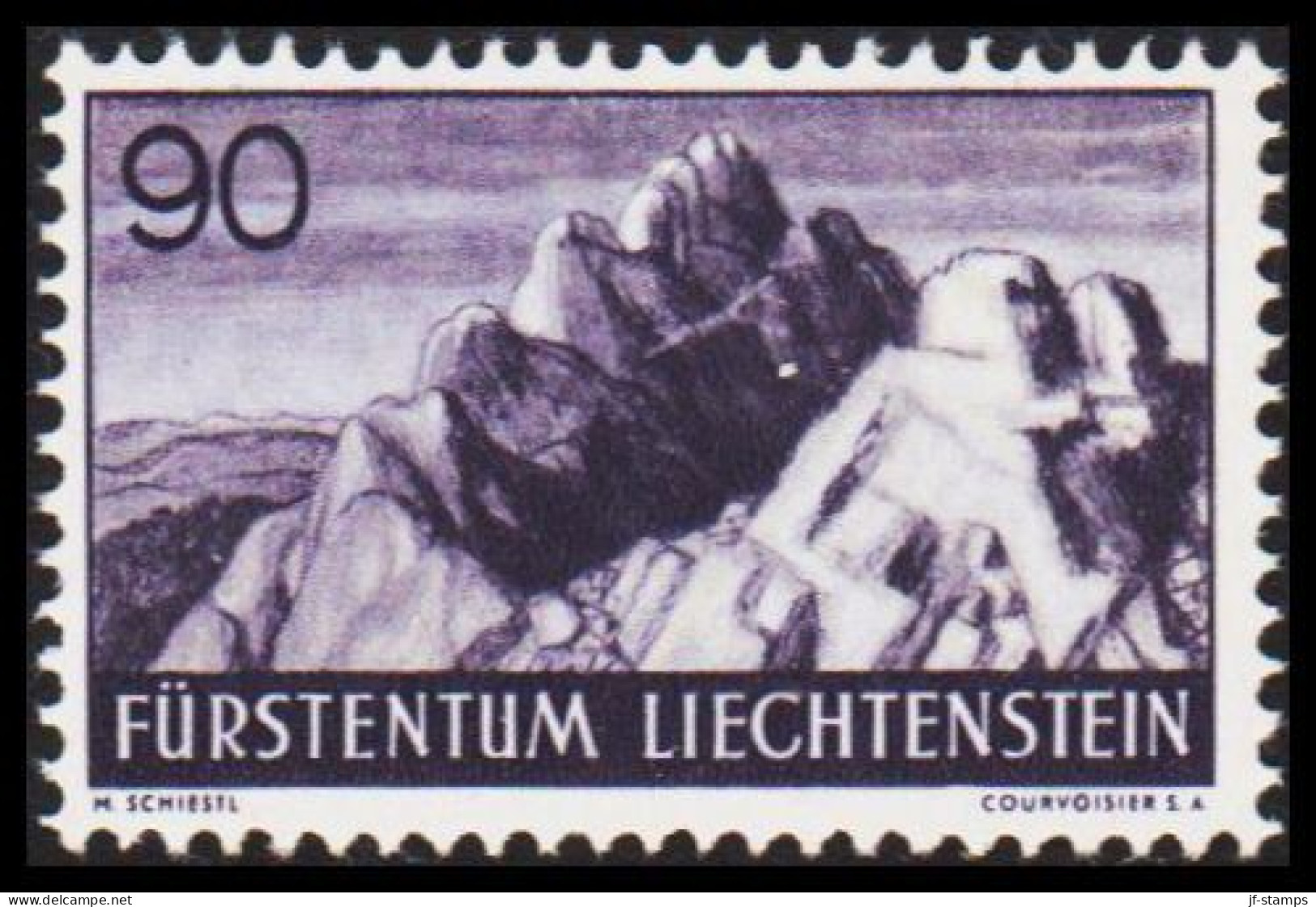 1937-1938. LIECHTENSTEIN. Landscapes And Castles. 90 Rp. Never Hinged. (Michel 166) - JF544576 - Ungebraucht