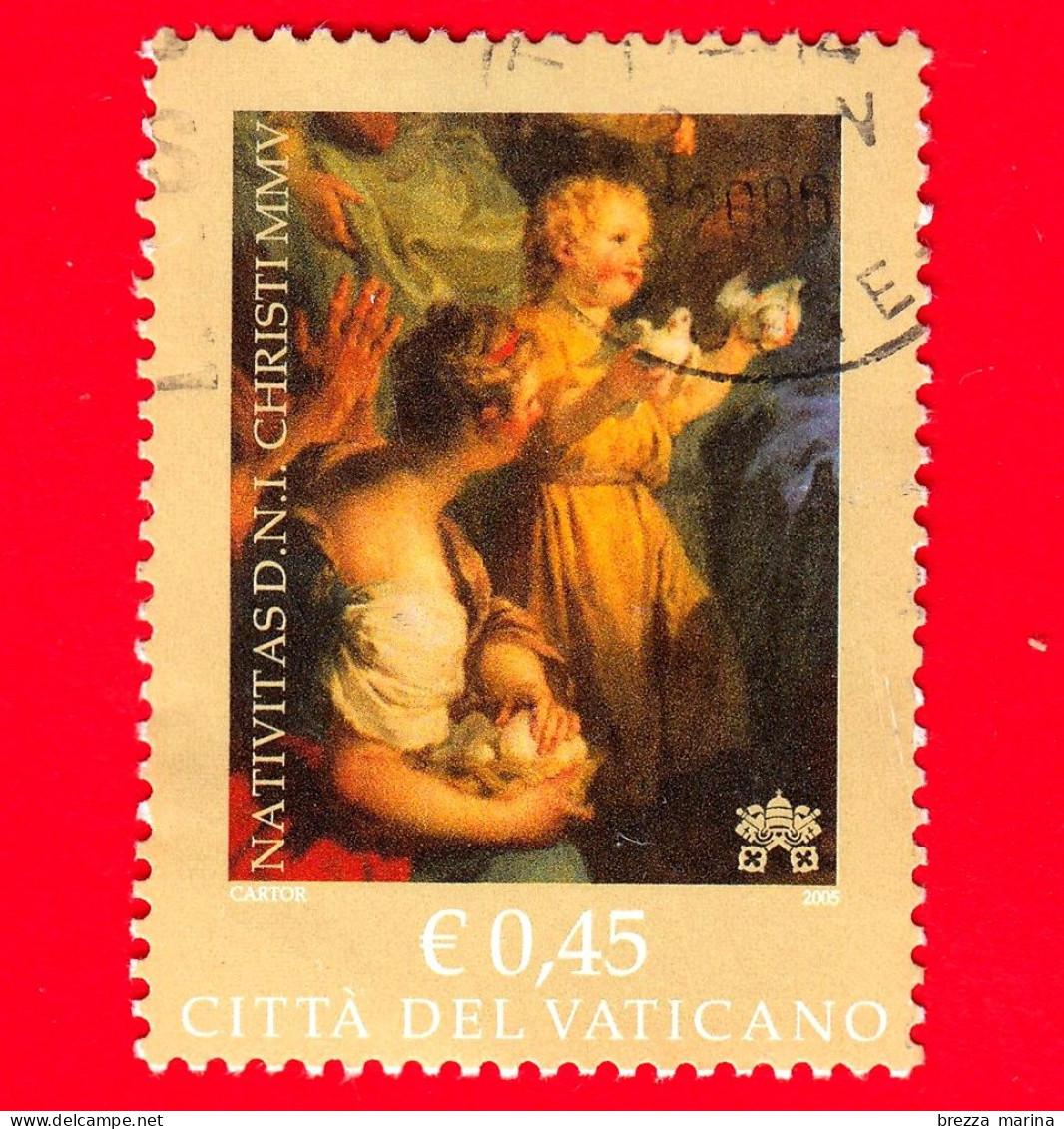 VATICANO - Usato - 2005 - Natale - Adorazione Dei Pastori, Opera Di François Le Moyne - 0.45 - Used Stamps