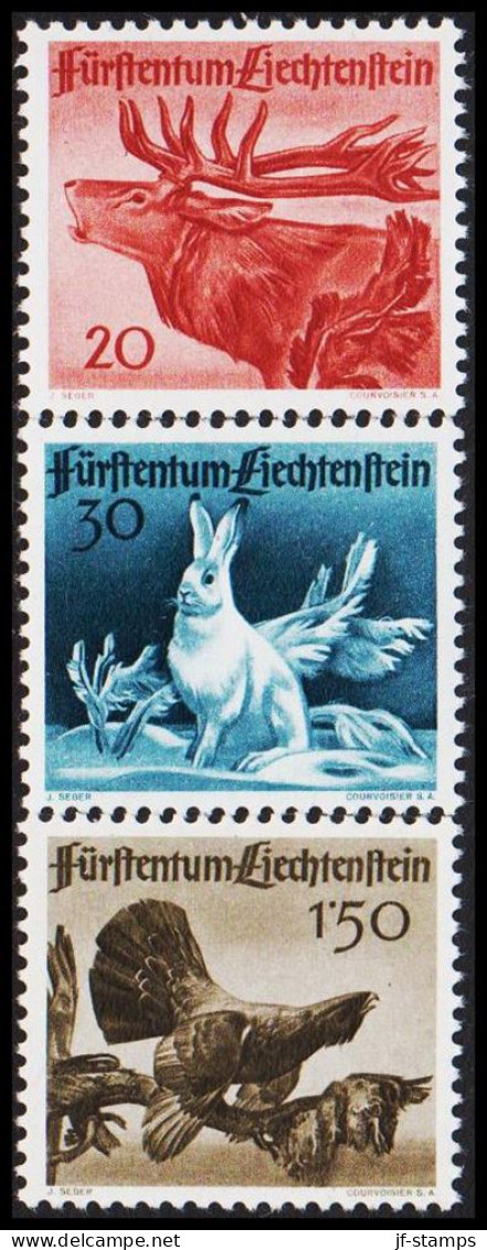 1946. LIECHTENSTEIN. Hunting In Complete Set With 3 Stamps Never Hinged. (Michel 249-251) - JF544578 - Ungebraucht