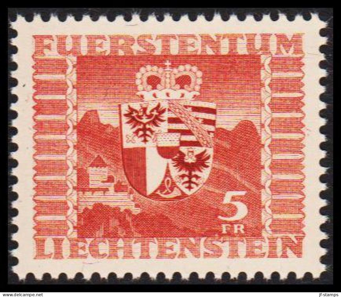 1947. LIECHTENSTEIN. Coat Of Arms 5 Fr Never Hinged. (Michel 252) - JF544580 - Ungebraucht