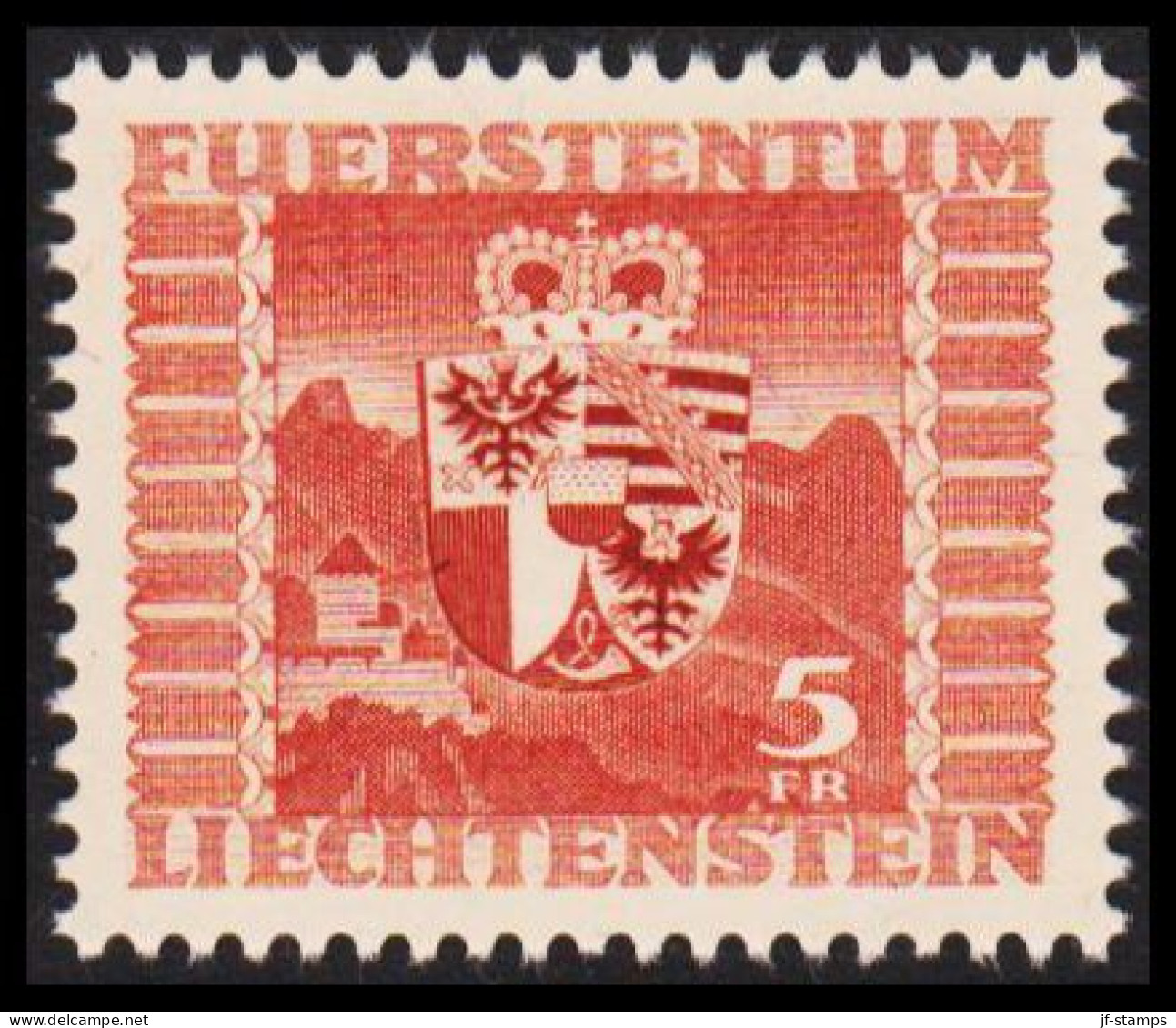 1947. LIECHTENSTEIN. Coat Of Arms 5 Fr Never Hinged. (Michel 252) - JF544581 - Nuovi