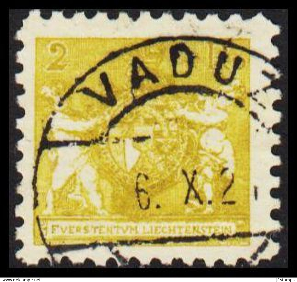 1921. LIECHTENSTEIN. Landeswappen Mit Putten. 2 Rp. Perf 9½.  Luxus Cancelled VADUZ 6. X. 21. (Michel 45A) - JF544586 - Oblitérés