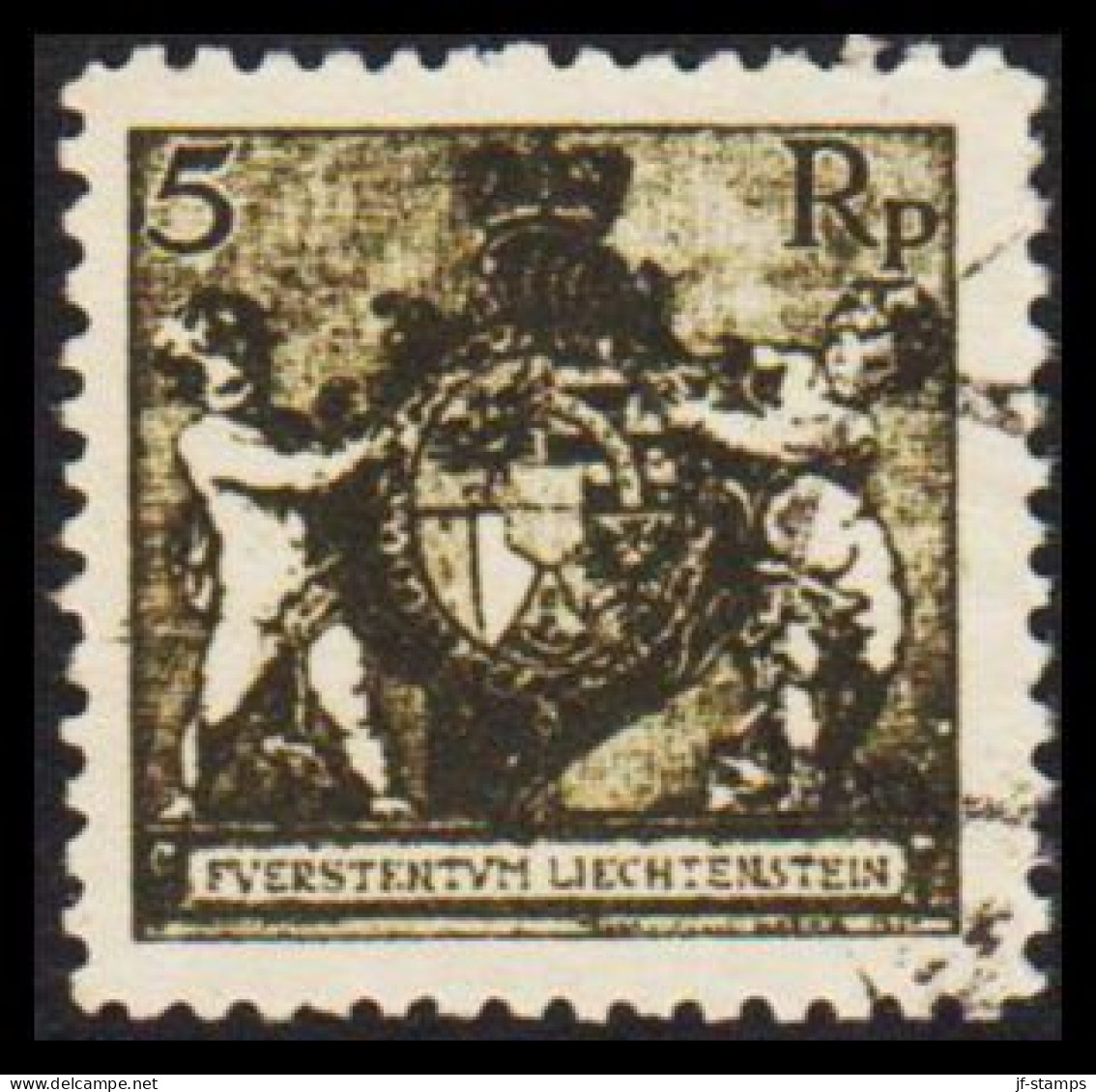 1921. LIECHTENSTEIN. Landeswappen Mit Putten. 5 Rp. Perf 12½.  (Michel 48B) - JF544592 - Used Stamps