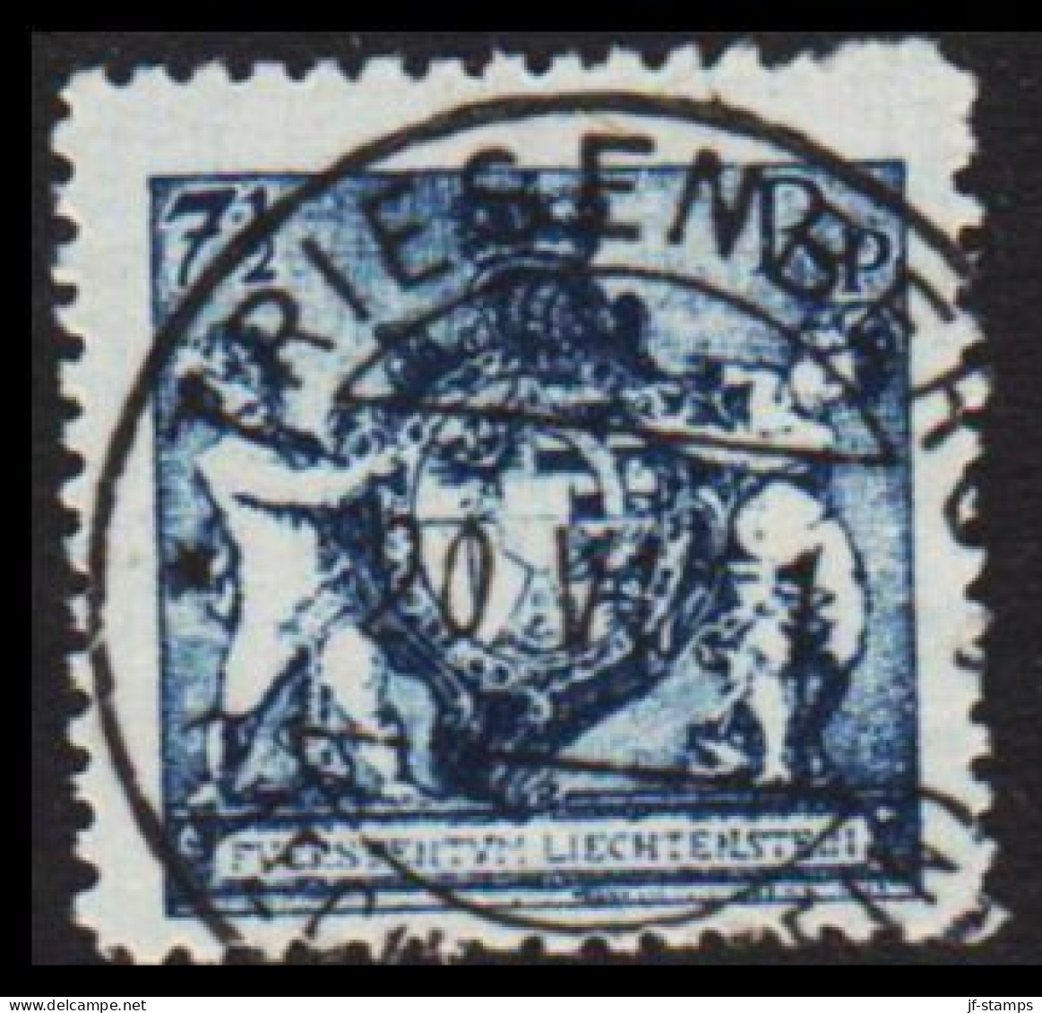 1921. LIECHTENSTEIN. Landeswappen Mit Putten. 7½ Rp. Perf 12½.  LUXUS CANCEL.  (Michel 49B) - JF544593 - Oblitérés