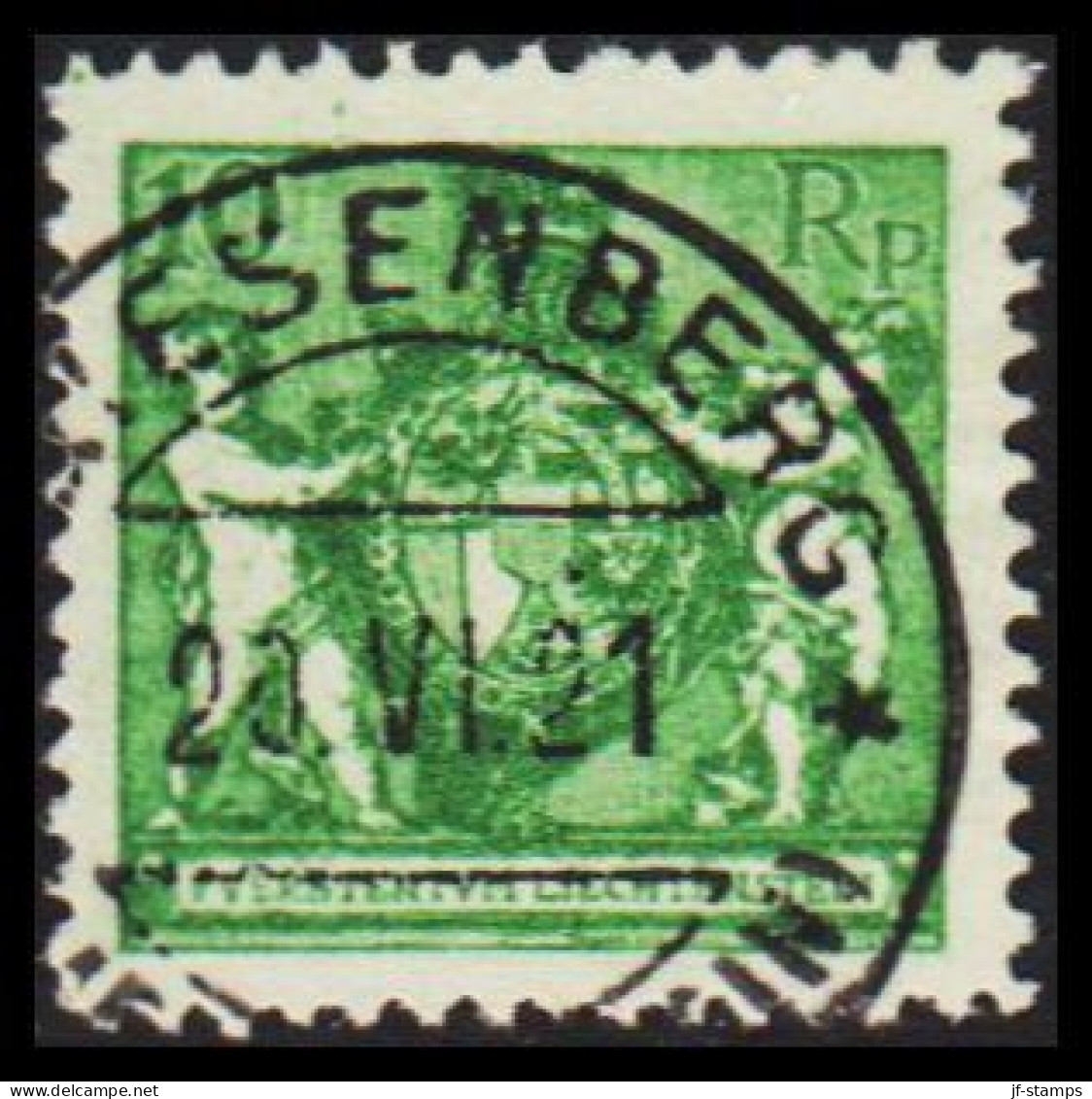 1921. LIECHTENSTEIN. Landeswappen Mit Putten. 10 Rp. Perf 12½.  LUXUS CANCEL.  (Michel 51B) - JF544595 - Used Stamps