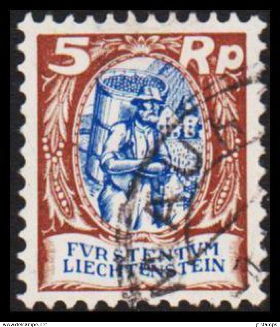 1924. LIECHTENSTEIN. Wine Grapes Harvest (Winzer) 5 Rp. (Michel 66) - JF544599 - Usati