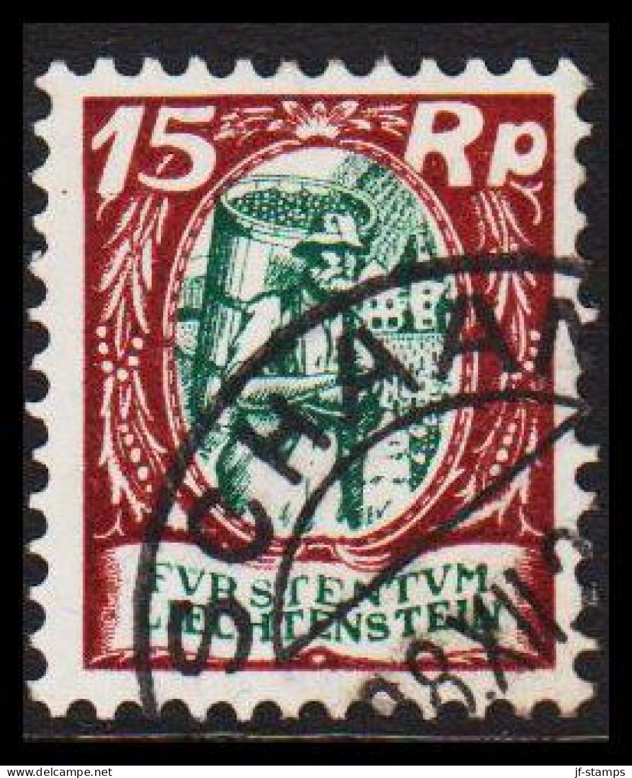 1924. LIECHTENSTEIN. Wine Grapes Harvest (Winzer) 15 Rp. (Michel 69) - JF544601 - Used Stamps