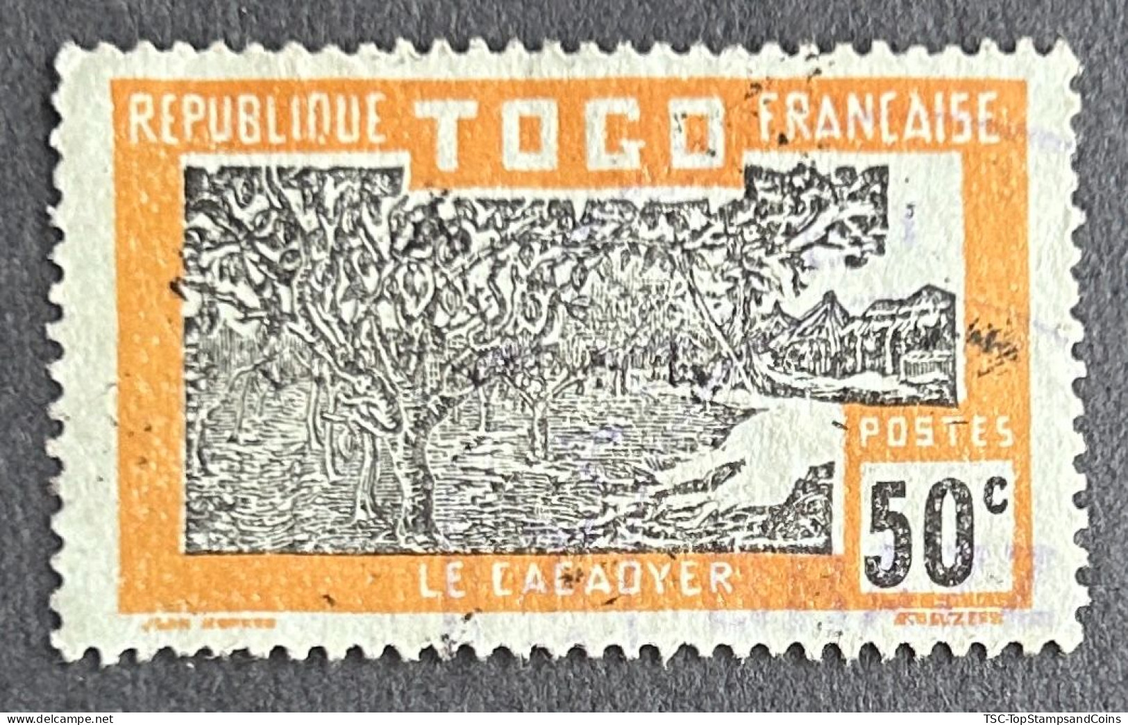 FRTG0136U2 - Agriculture - Cocoa Plantation - 50 C Used Stamp - French Togo - 1924 - Usados