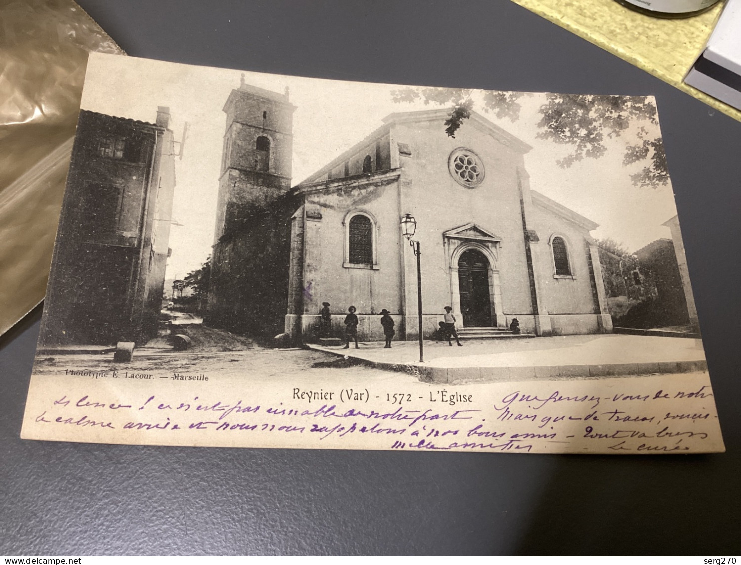 83 // REGNIER Reynier Toulon Rare Var  L église Carte Animée Avec Enfants  église à Monsieur L Abbé à Hyères. - Toulon