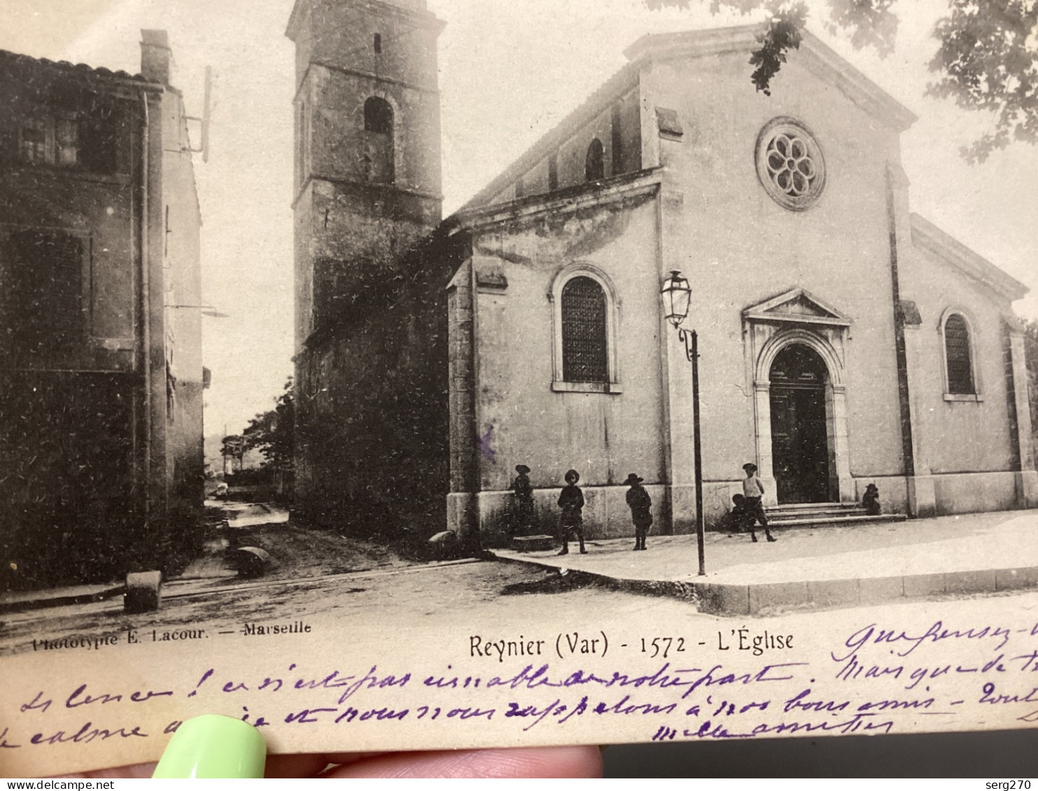 83 // REGNIER Reynier Toulon Rare Var  L église Carte Animée Avec Enfants  église à Monsieur L Abbé à Hyères. - Toulon