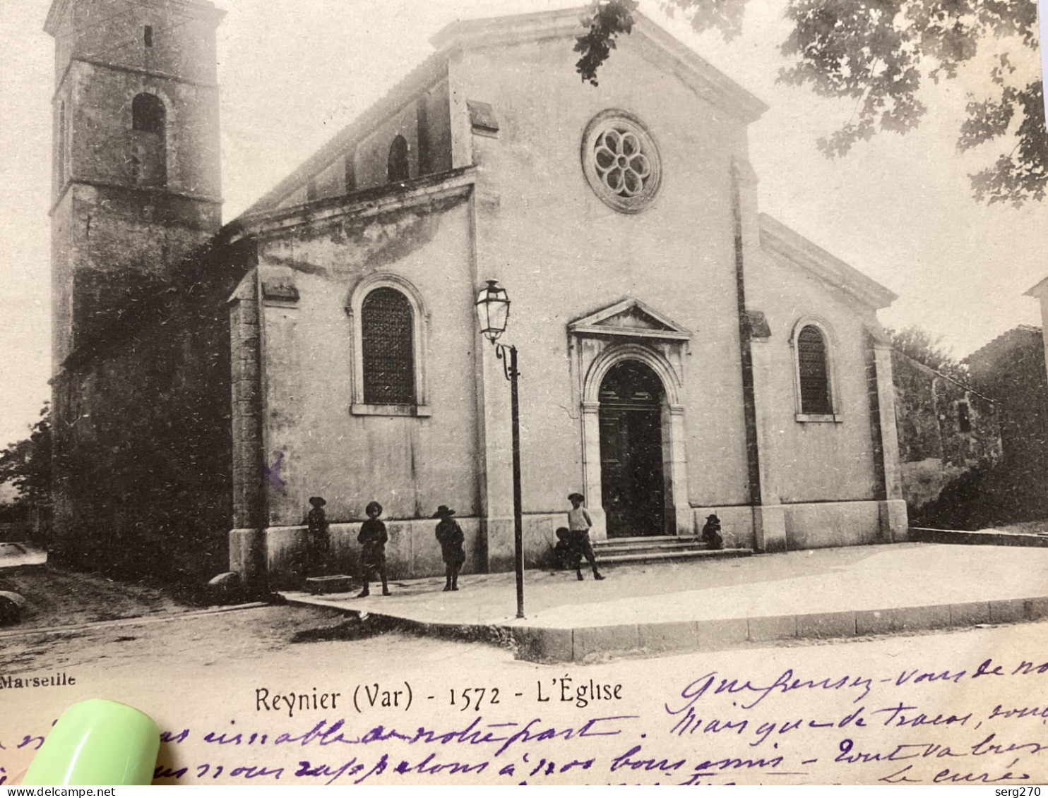 83 // REGNIER Reynier Toulon Rare Var  L église Carte Animée Avec Enfants  église à Monsieur L Abbé à Hyères. - Toulon