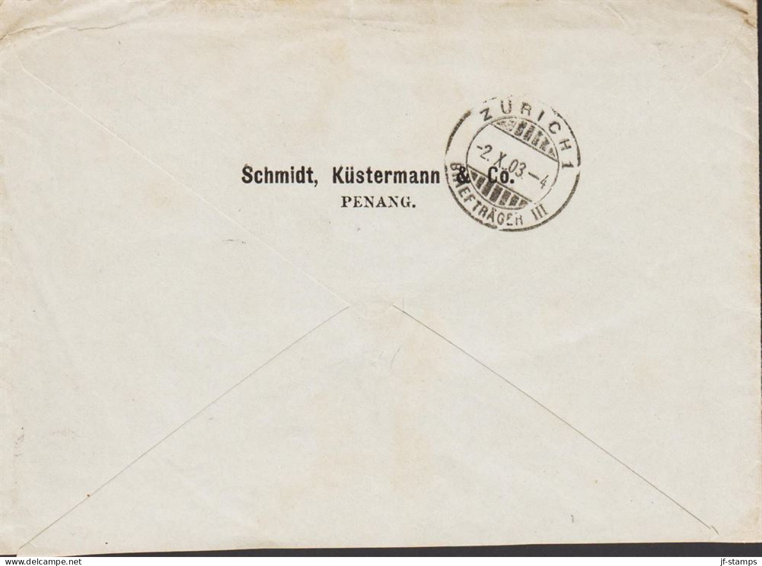 1903. STRAITS SETTLEMENTS Edward VII 2 Ex 8 C. With Perfin S. K. C (Schmidt, Küstermann & Co O... (Michel 83) - JF544624 - Straits Settlements