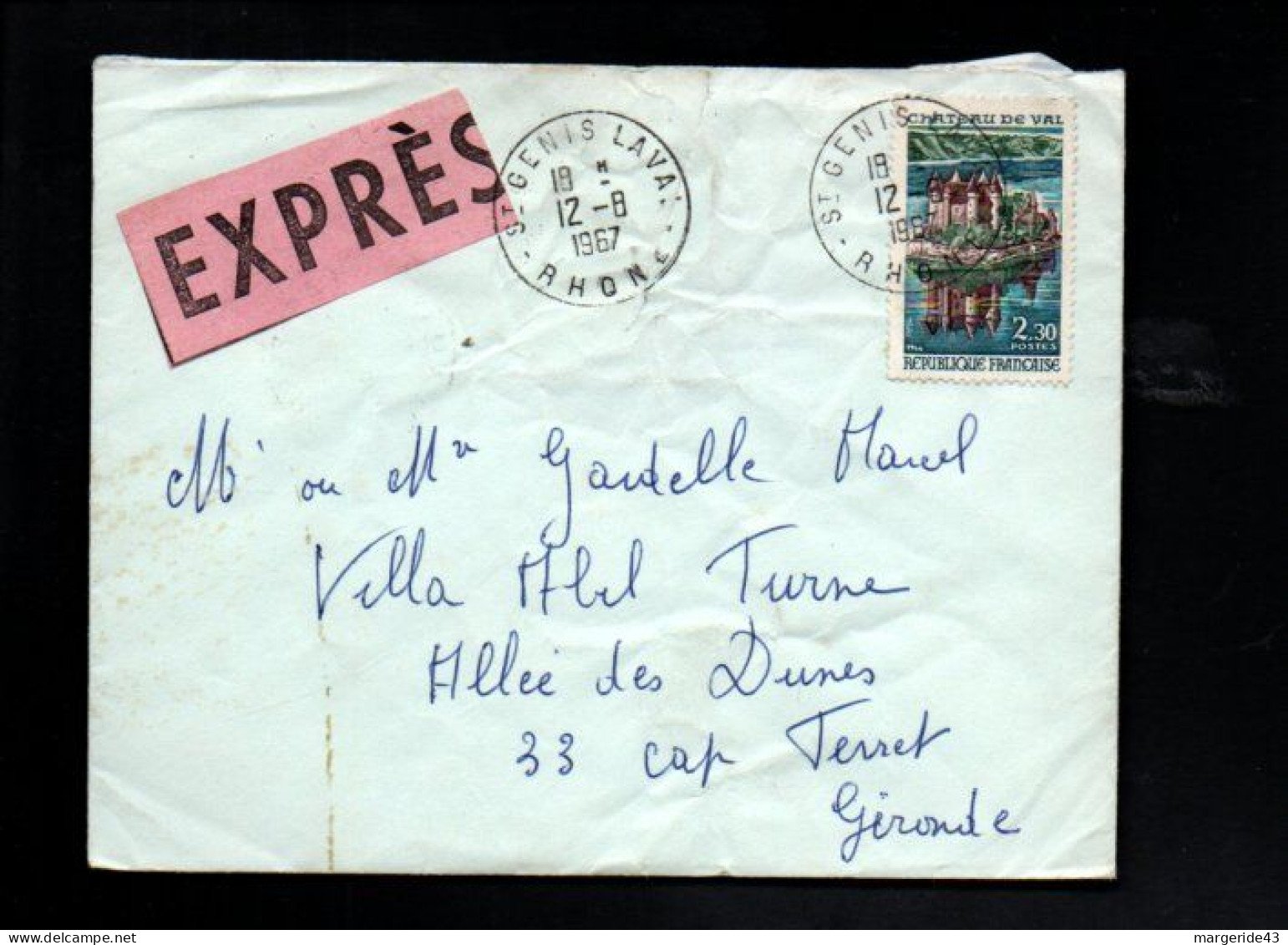 SEUL SUR LETTRE EXPRES DE SAINT GENIS LAVAL RHONE 1967 - Postal Rates