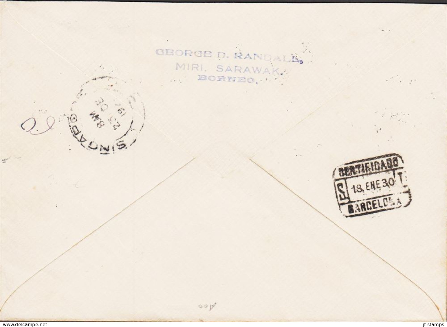 1929. NORTH BORNEO. Country Motives. 1, 2, 3, 4, 5, 12 C. Perf. 12½ On Registered Envel... (MICHEL 202, 206+) - JF544634 - North Borneo (...-1963)