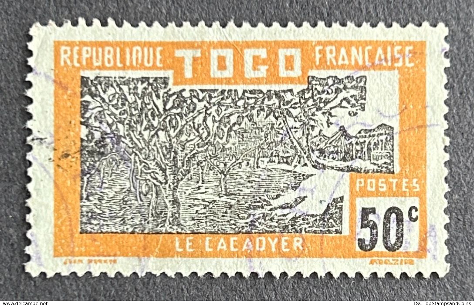 FRTG0136U6 - Agriculture - Cocoa Plantation - 50 C Used Stamp - French Togo - 1924 - Gebruikt