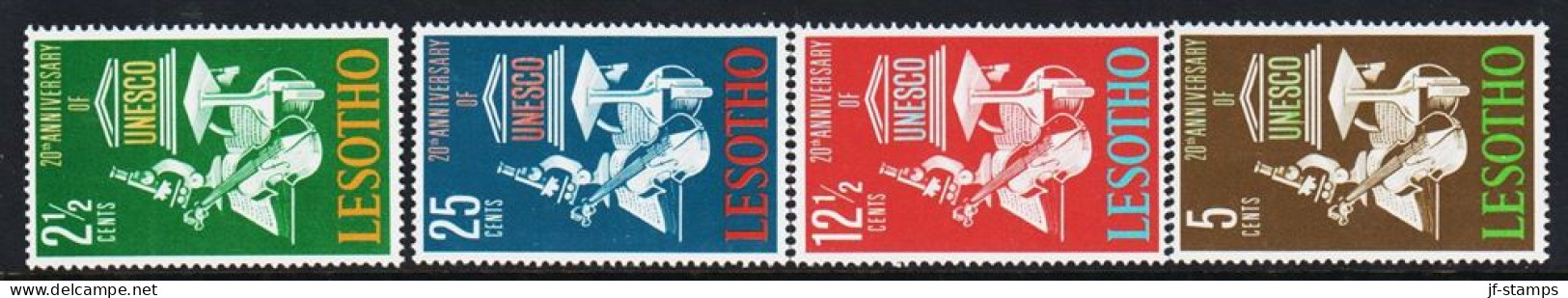 1966. LESOTHO. UNESCO, Complete Set With 4 Stamps. Never Hinged.  (Michel 21-24) - JF544639 - Lesotho (1966-...)