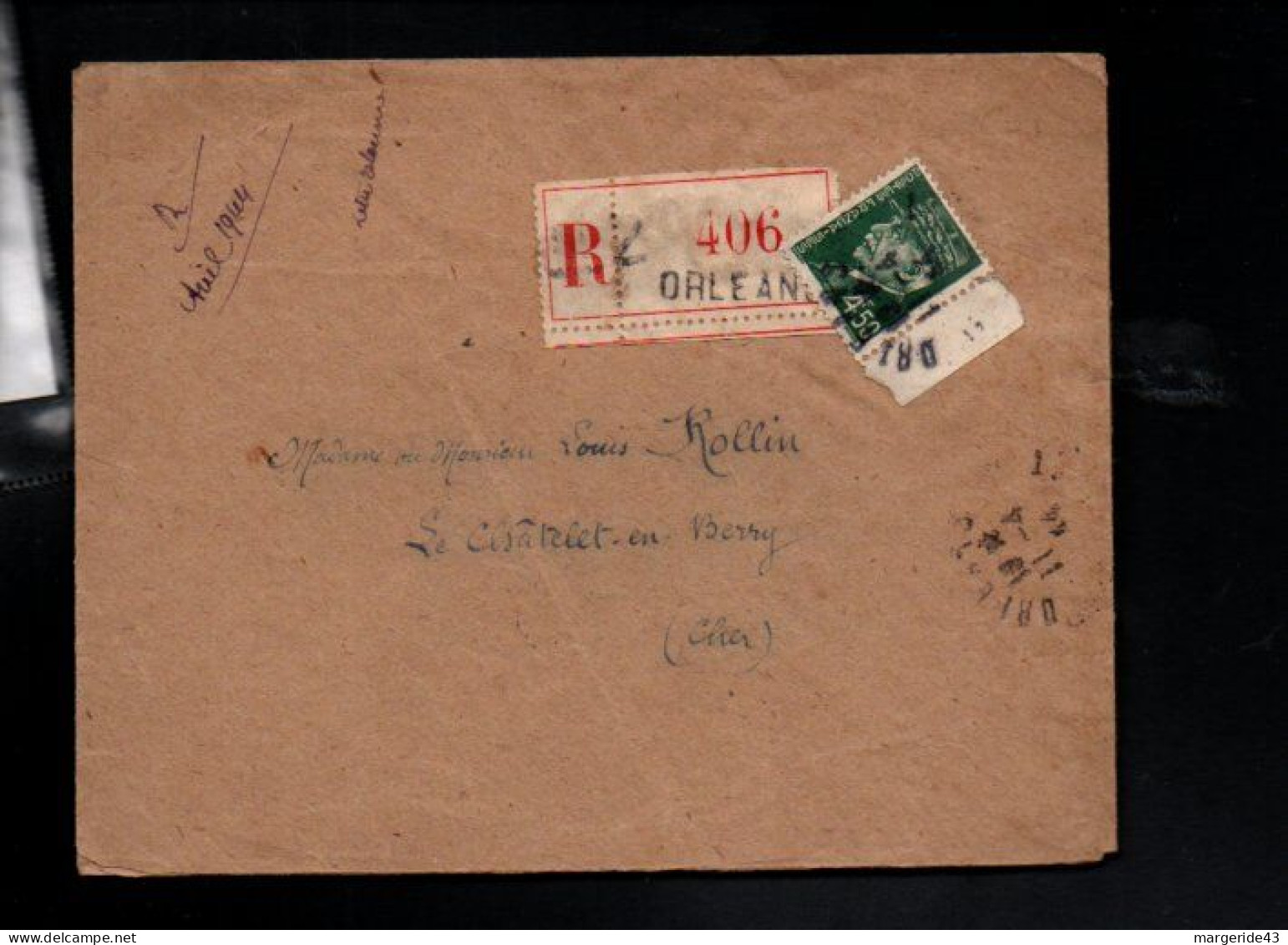 PETAIN SUR LETTRE RECOMMANDEE DE ORLEANS 1944 - 1921-1960: Période Moderne