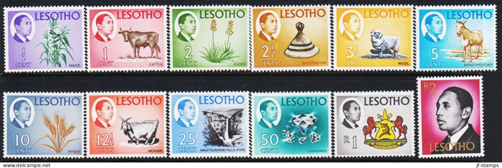 1967. LESOTHO. Country Motives And Products, Complete Set With 12 Stamps. Never Hinged.  (Michel 25-36) - JF544640 - Lesotho (1966-...)