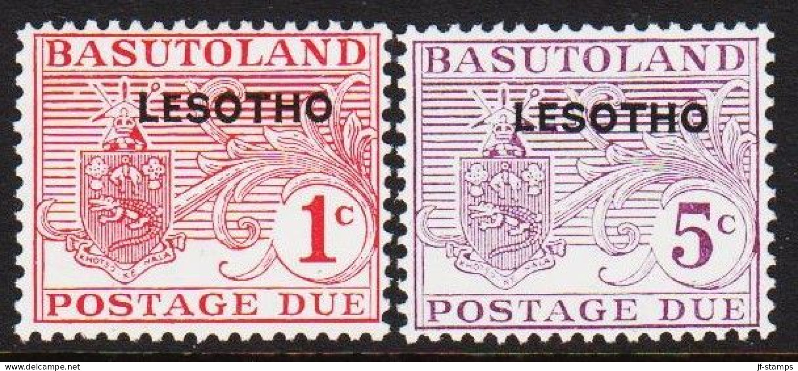 1966. LESOTHO. POSTAGE DUE, Complete Set With 2 Stamps From BASUTOLAND Overprinted LESO... (Michel Porto 1-2) - JF544649 - Lesotho (1966-...)