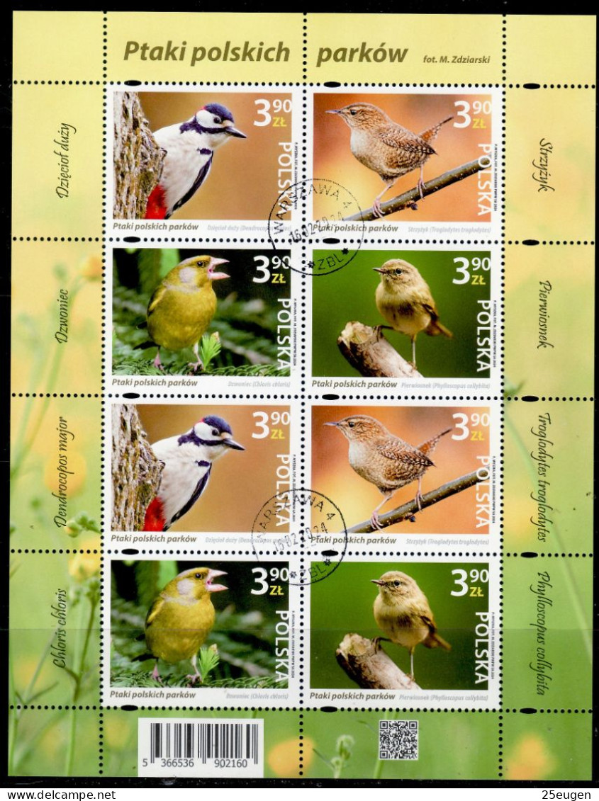 POLAND 2024 BIRDS OF POLISH PARKS  MS USED - Usati