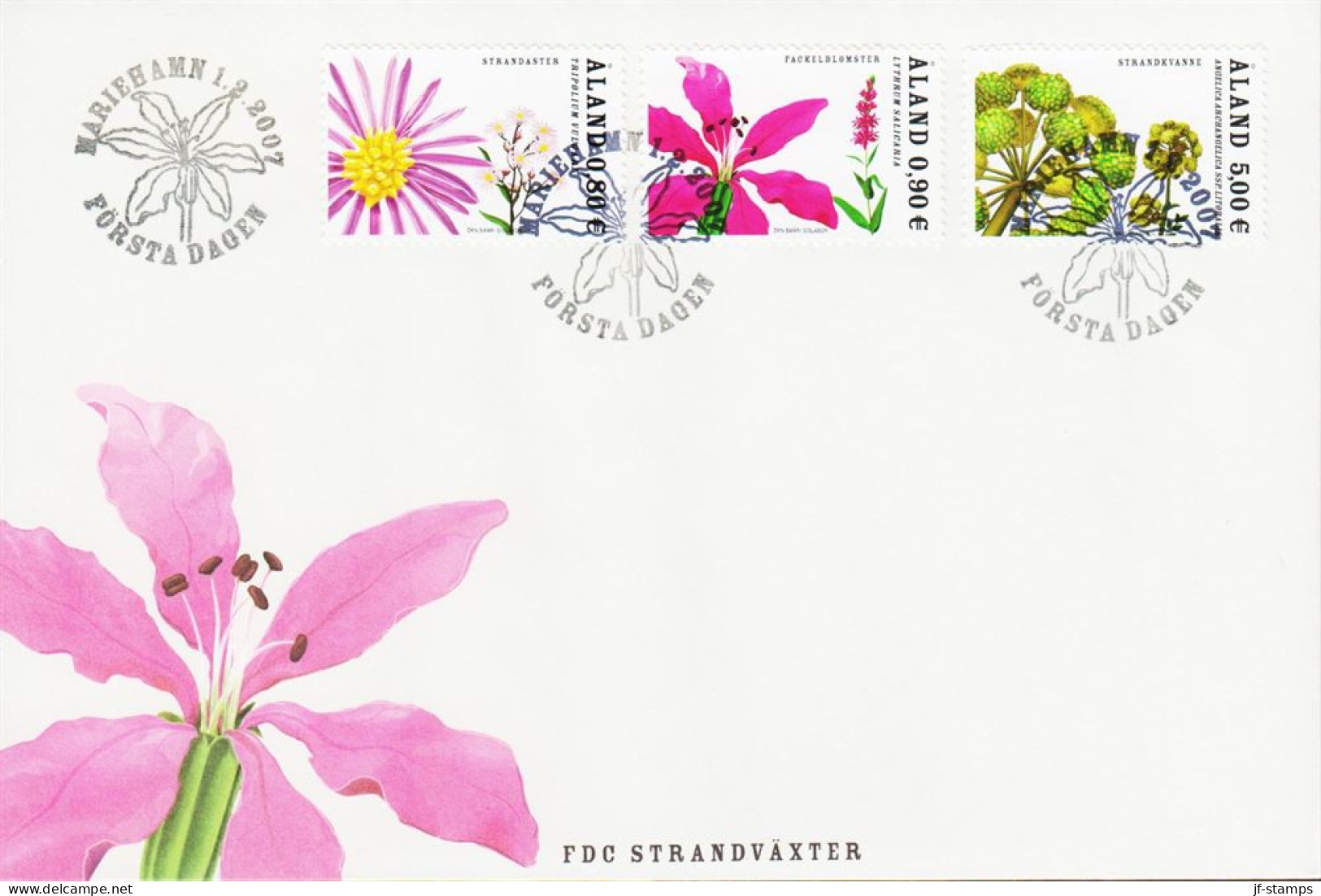 2007. ÅLAND. BEACH FLOWERS In Complete Set On FDC.  (Michel 274-276) - JF544668 - Aland