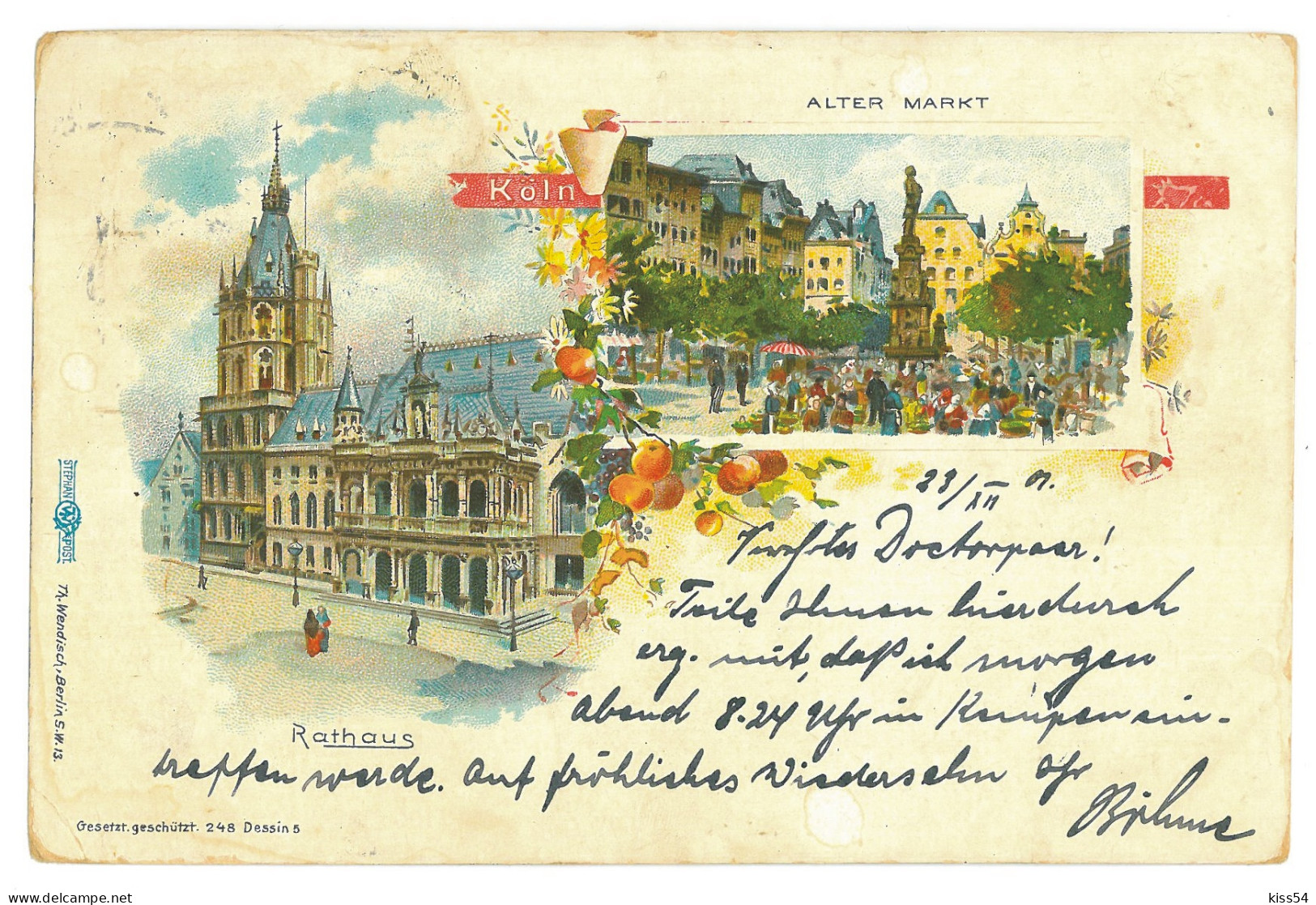 GER 1 - 16949 KOLN, Litho, Germany - Old Postcard - Used - 1901 - Koeln