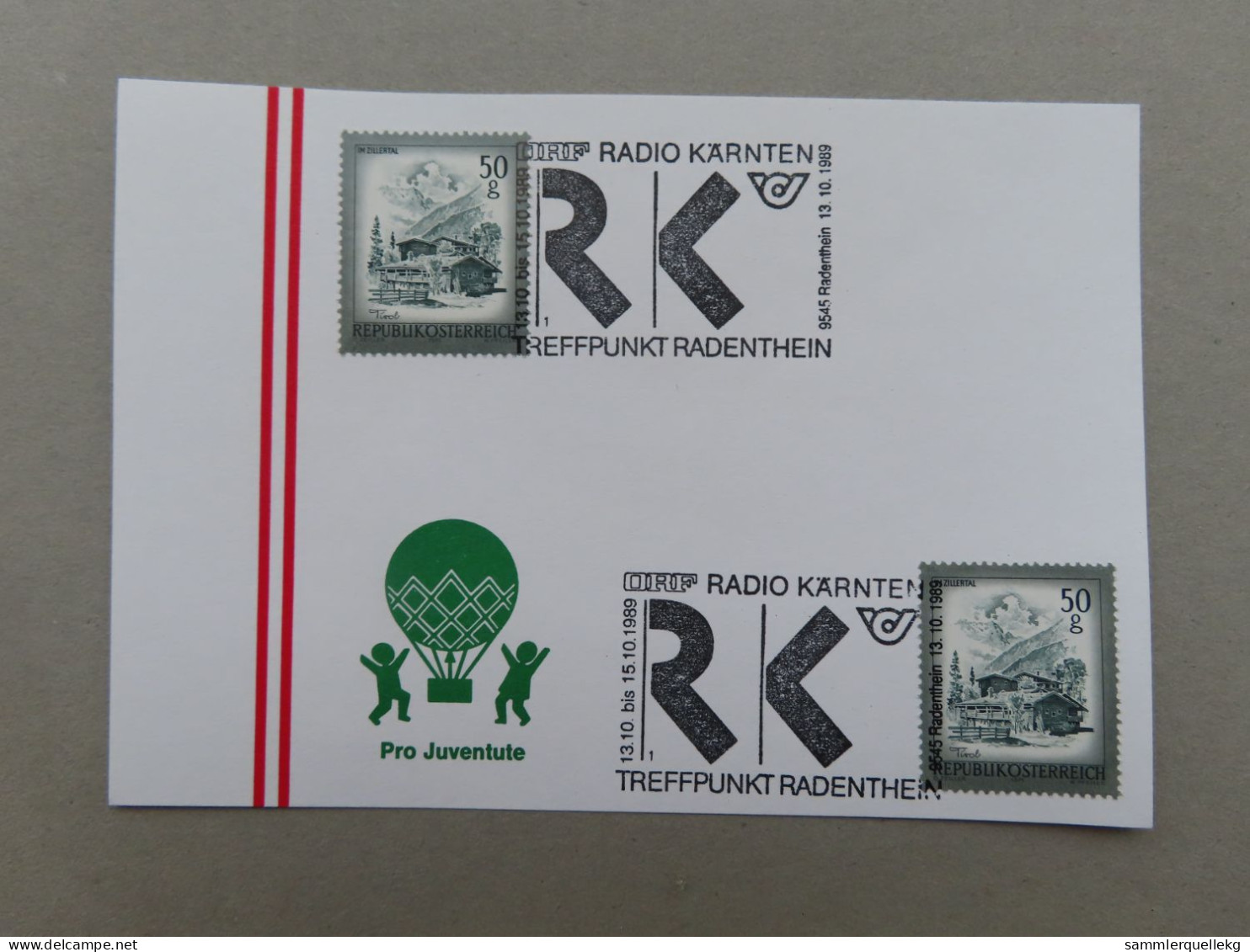 Österreich Pro Juventute - Mit Sonderstempel 13. 10. 1989 Radentheim, Treffpunkt Radio Kärnten (Nr.1040) - Autres & Non Classés