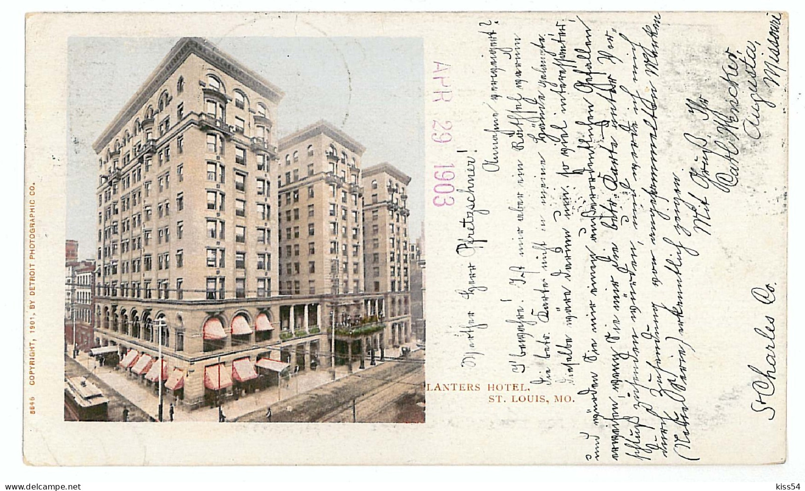 US 30 - 7738 St. LOUIS, Lanters Hotel, Litho, U.S. - Old Postcard - Used - 1903 - St Louis – Missouri