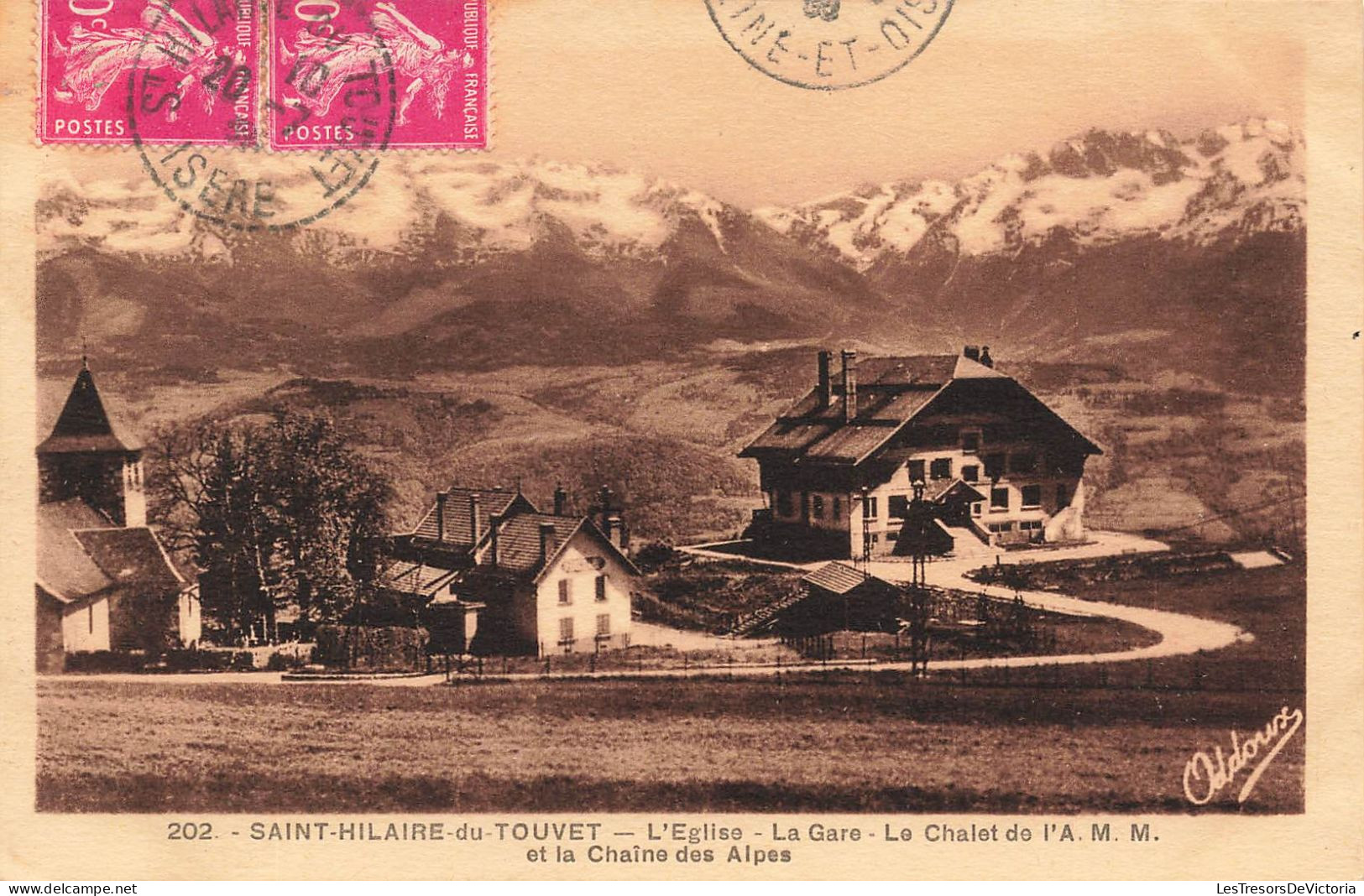 FRANCE - Saint Hilaire Du Touvet - L'église - La Gare -Le Chalet De L'AMM Et La Chaine Des Alpes- Carte Postale Ancienne - Saint-Hilaire-du-Touvet