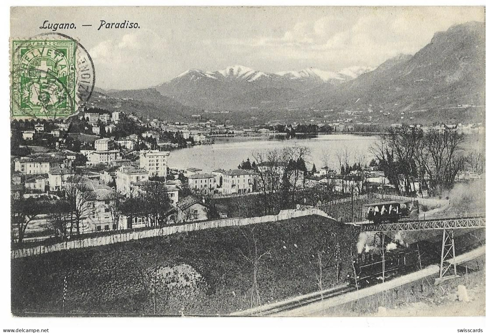 LUGANO Paradiso Mit Dampfzug Und Funi San Salvatore 1907 - Lugano