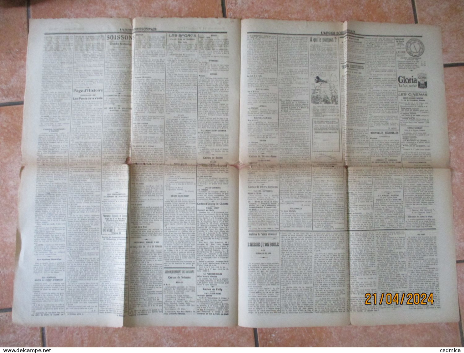 L'ARGUS SOISSONNAIS DU VENDREDI 13 FEVRIER 1925 COURS D'ASSISES DE L'AISNE,SOISSONS......... - Other & Unclassified