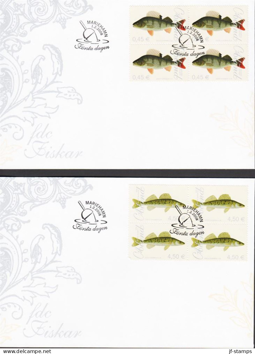 2008. ÅLAND. Fish In Complete Set In 4blocks On FDC.  (Michel 289-290) - JF544690 - Ålandinseln