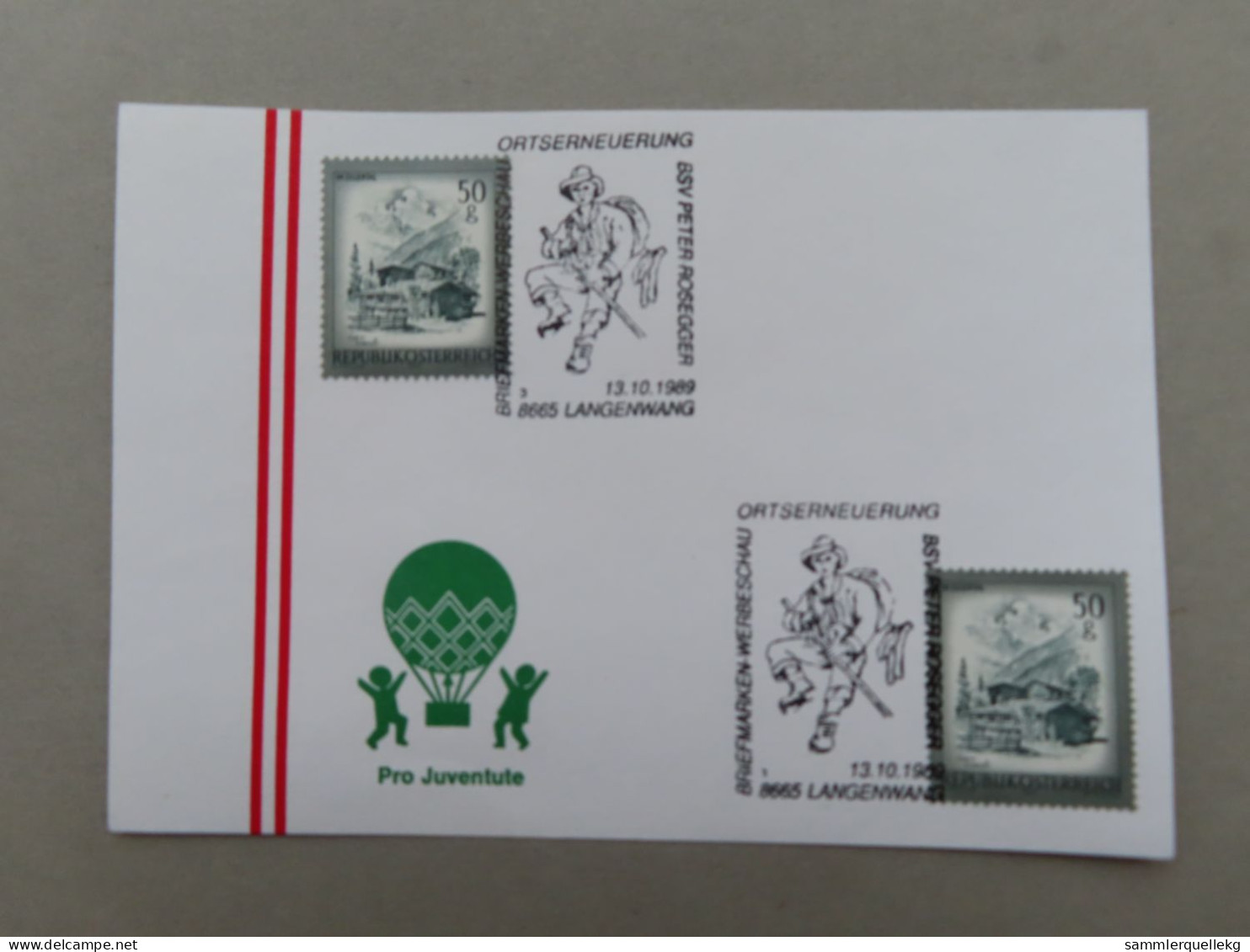 Österreich Pro Juventute - Mit Sonderstempel 13. 10. 1989 Langenwang, Ortserneuerung (Nr.1041) - Otros & Sin Clasificación