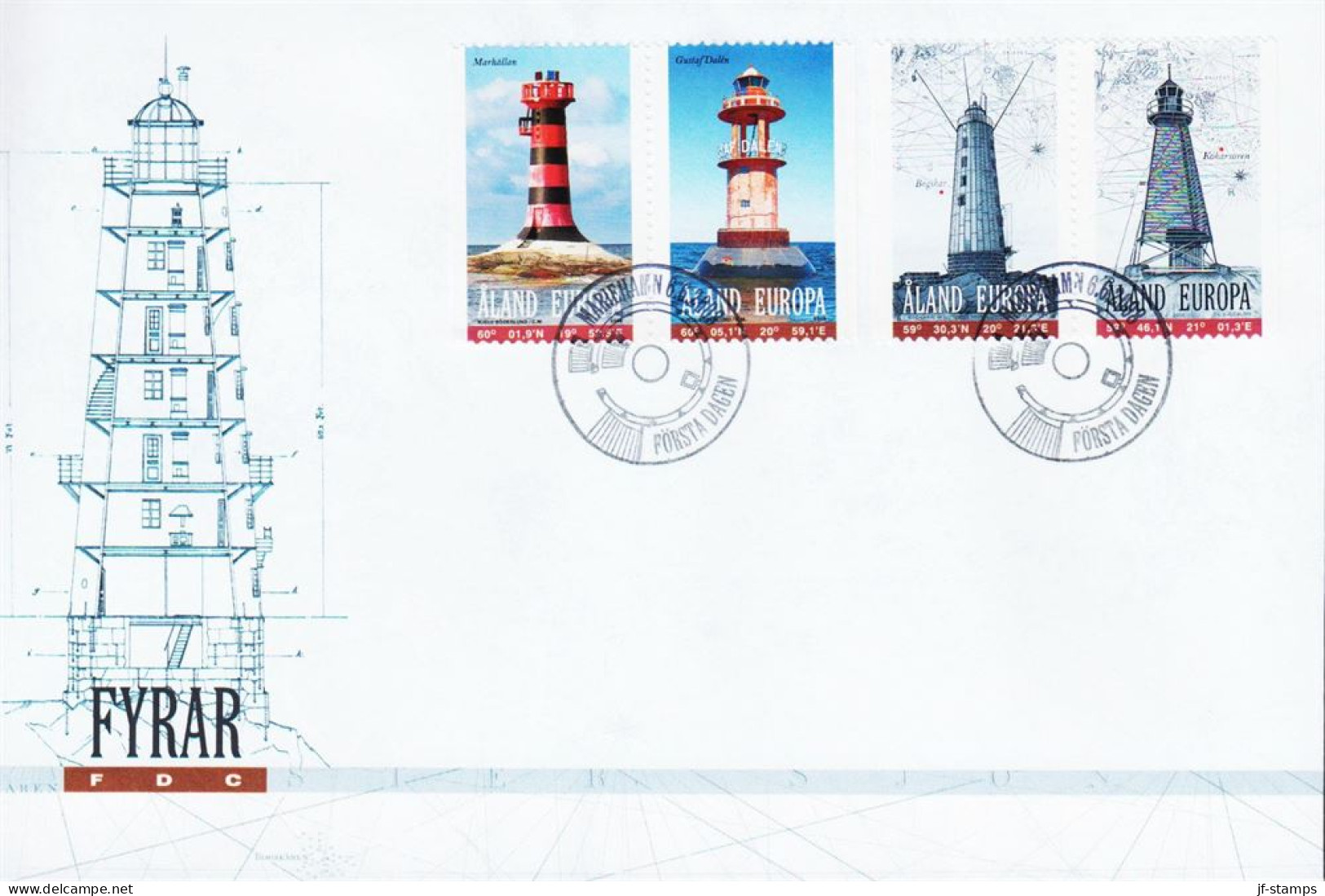 2008. ÅLAND. Lighthouses In Complete Set On FDC.  (Michel 296-299) - JF544695 - Ålandinseln