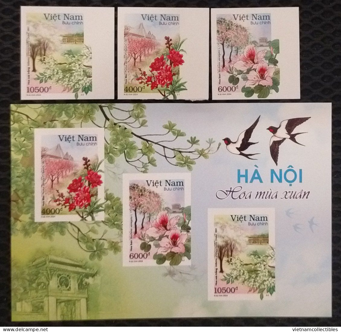 Viet Nam Vietnam MNH Imperf Stamps & Sheetlet 2024 : 12 Flower Seasons In Hanoi (series 1) / Bird / Bridge (Ms1188)) - Viêt-Nam