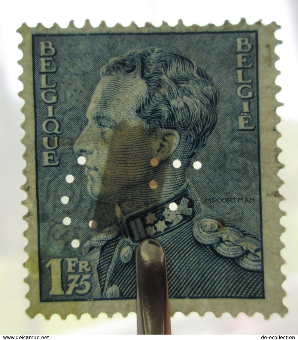 BELGIQUE lot de 6 timbres perforés dont CN, R et autres Belgie Belgium timbre perforé perfin stamps